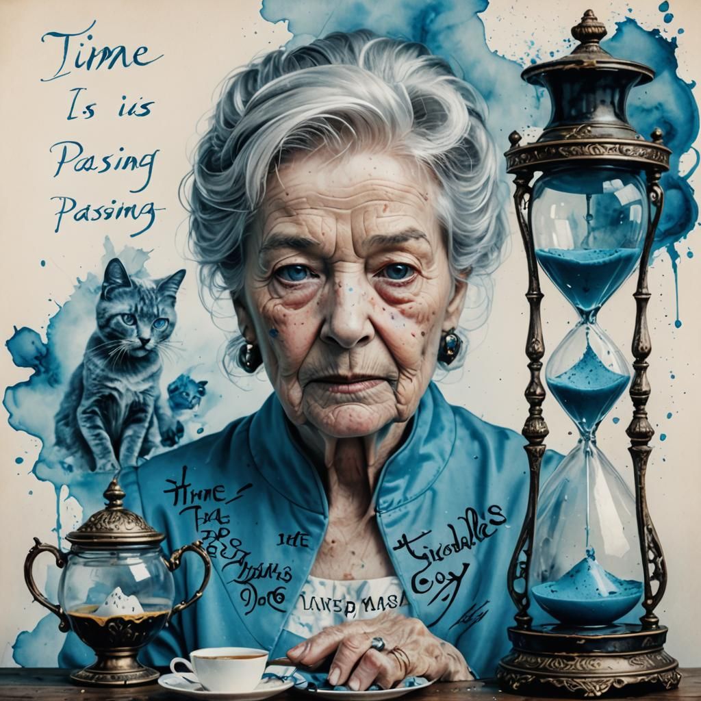 Hourglass Portrait with Calligraphy Text Overlay