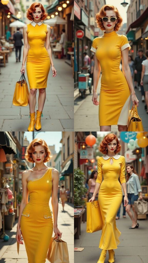 Glamorous Jewish Woman in Vintage Yellow Dress