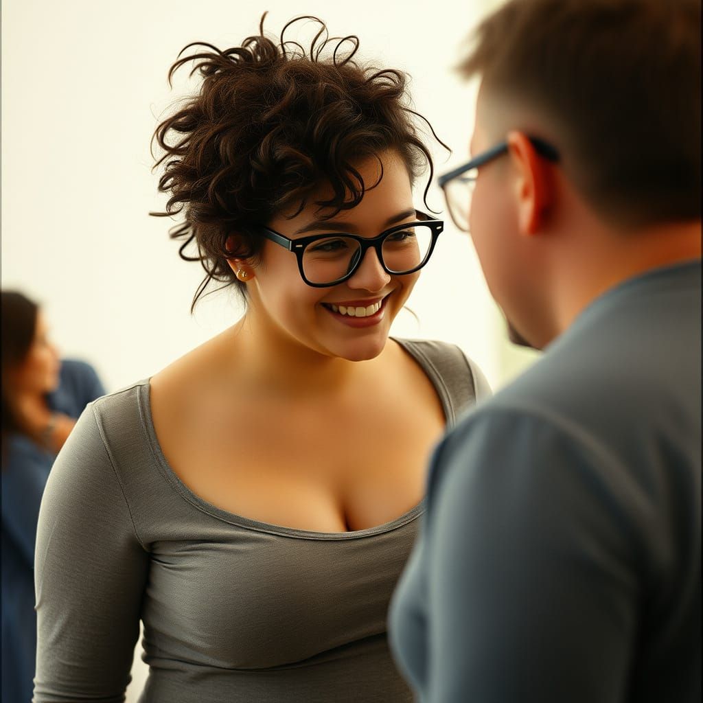 Charming Curvy Woman's Loving Smile, Cinematic Film Still