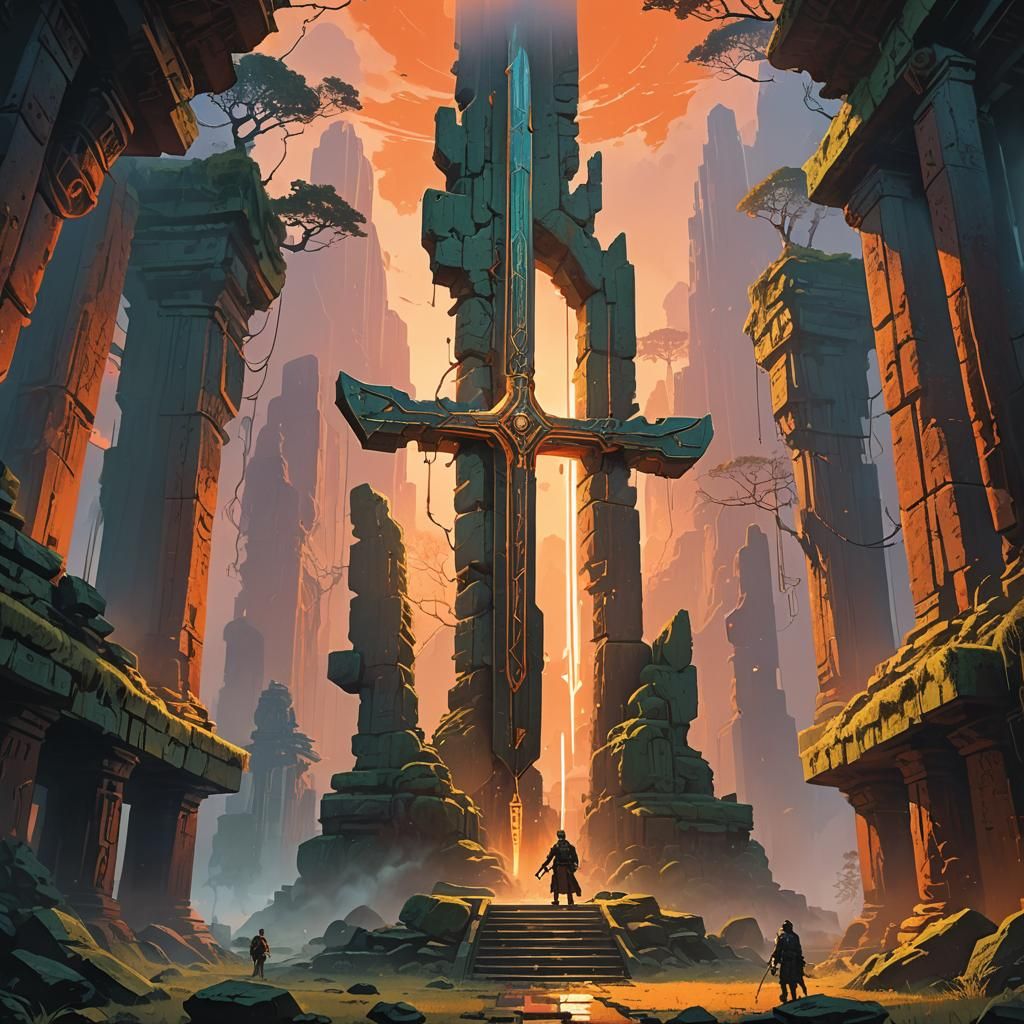 Magical Sword in Ancient Temple Concept Art