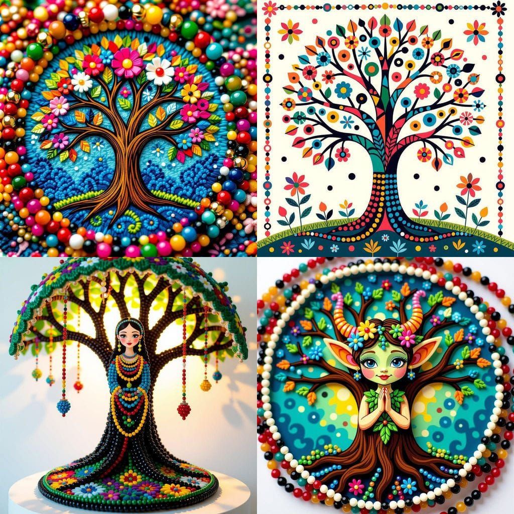 Colorful Bead Art of a Tree Imp