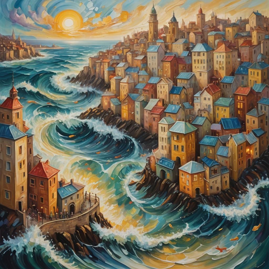 Aquatic Surrealism: City Rising from the Ocean