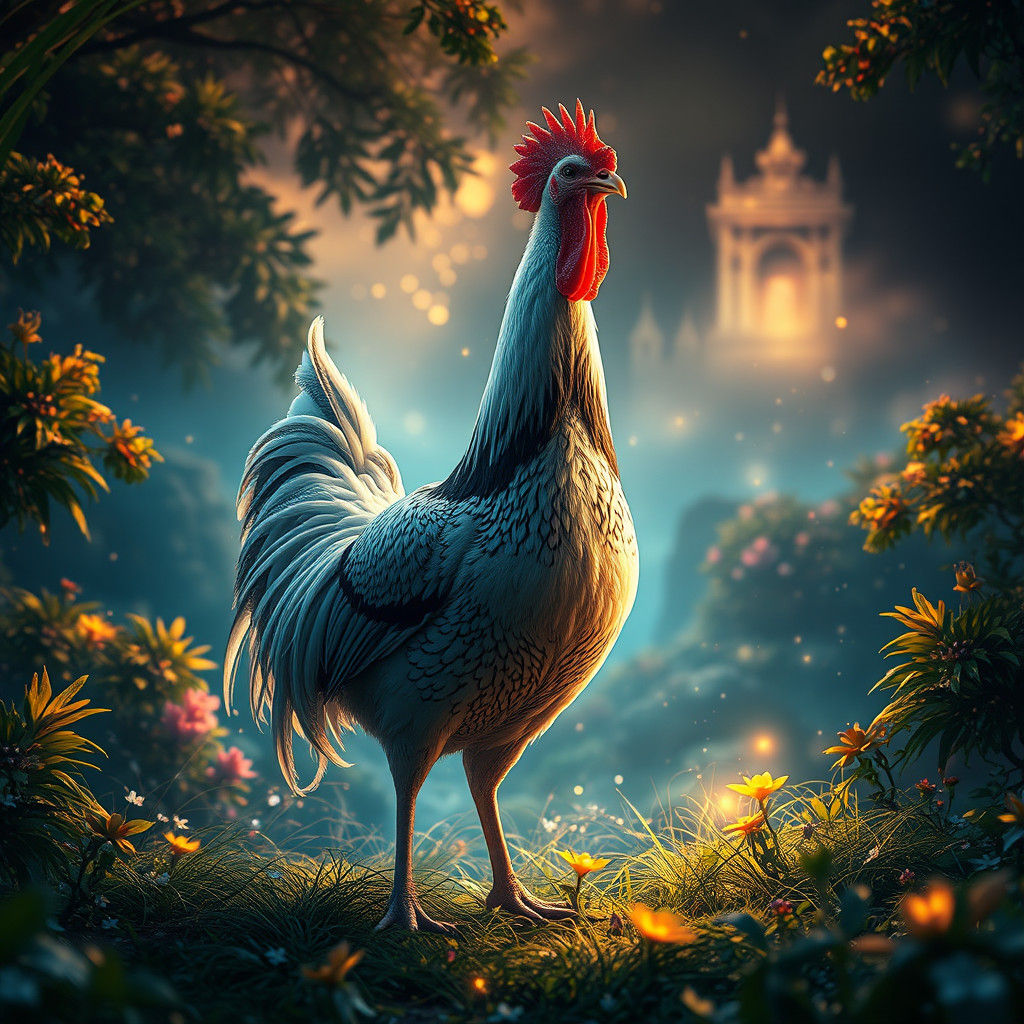 Majestic Hen in Mystical Landscape Concept Art