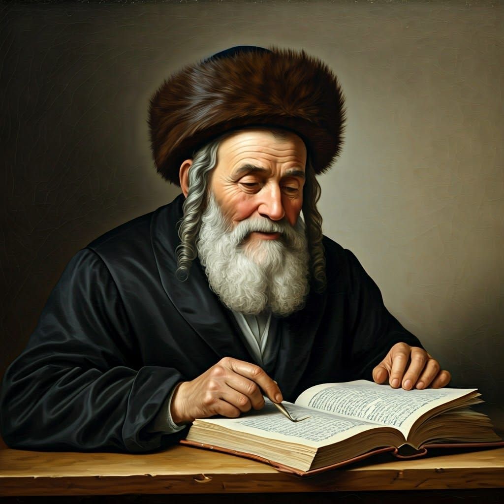 Orthodox Rabbi Smiles as He Learns in a 17th Century Style O...