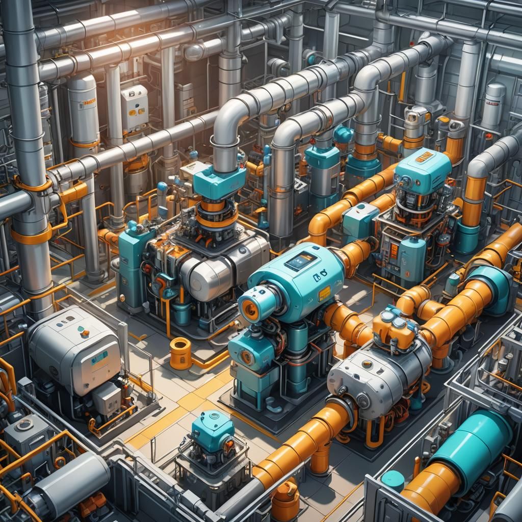 Automated Hydrogen Power Plant in Cute 3D Style