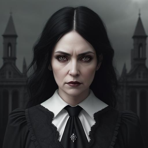 Gothic Woman in Business Suit: Hyperrealistic Portrait