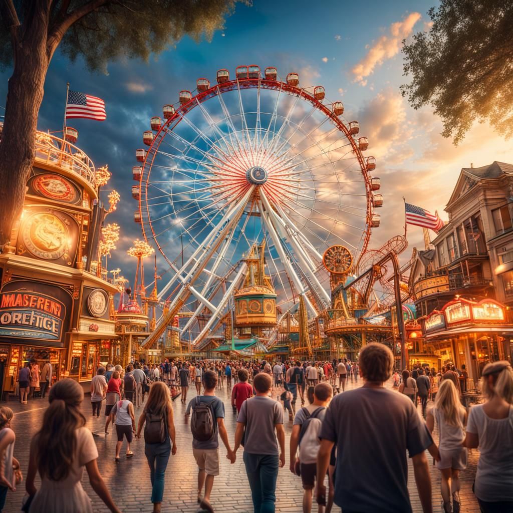 Spectacular Theme Park With Towering Rides