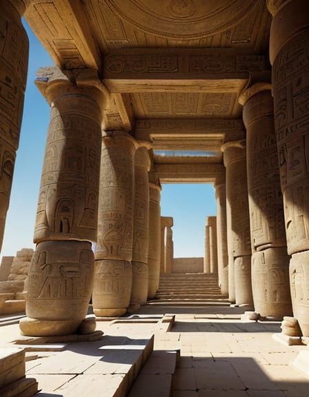 Egyptian Temple Interior in Realistic Photography