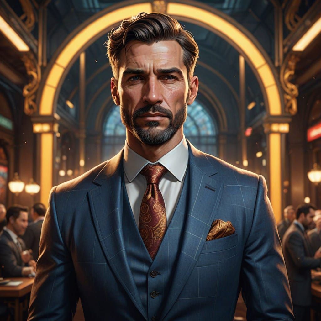 Confident Football Coach in Modern Suit