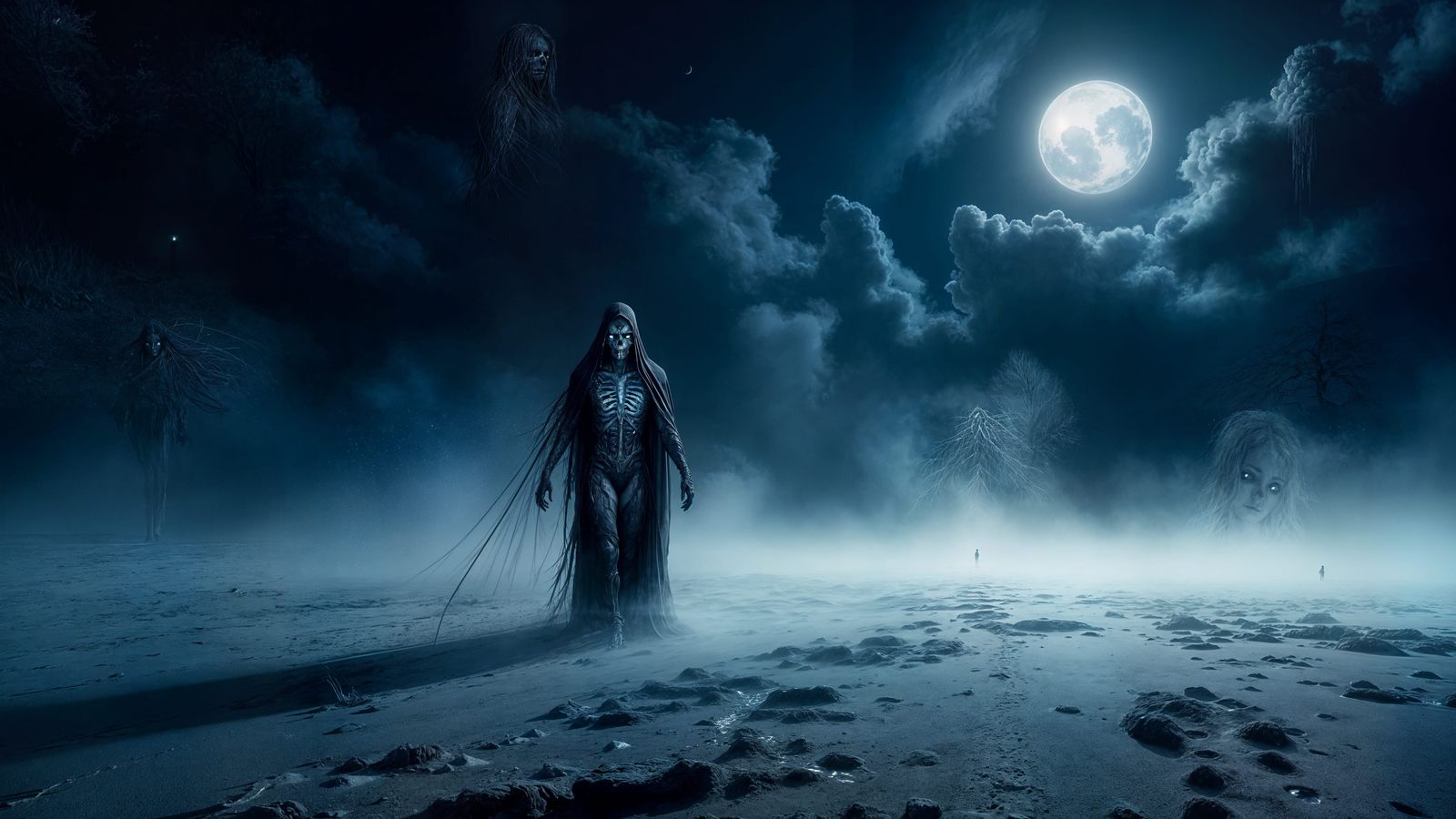 Morbid Figure Amidst Bloody Footprints