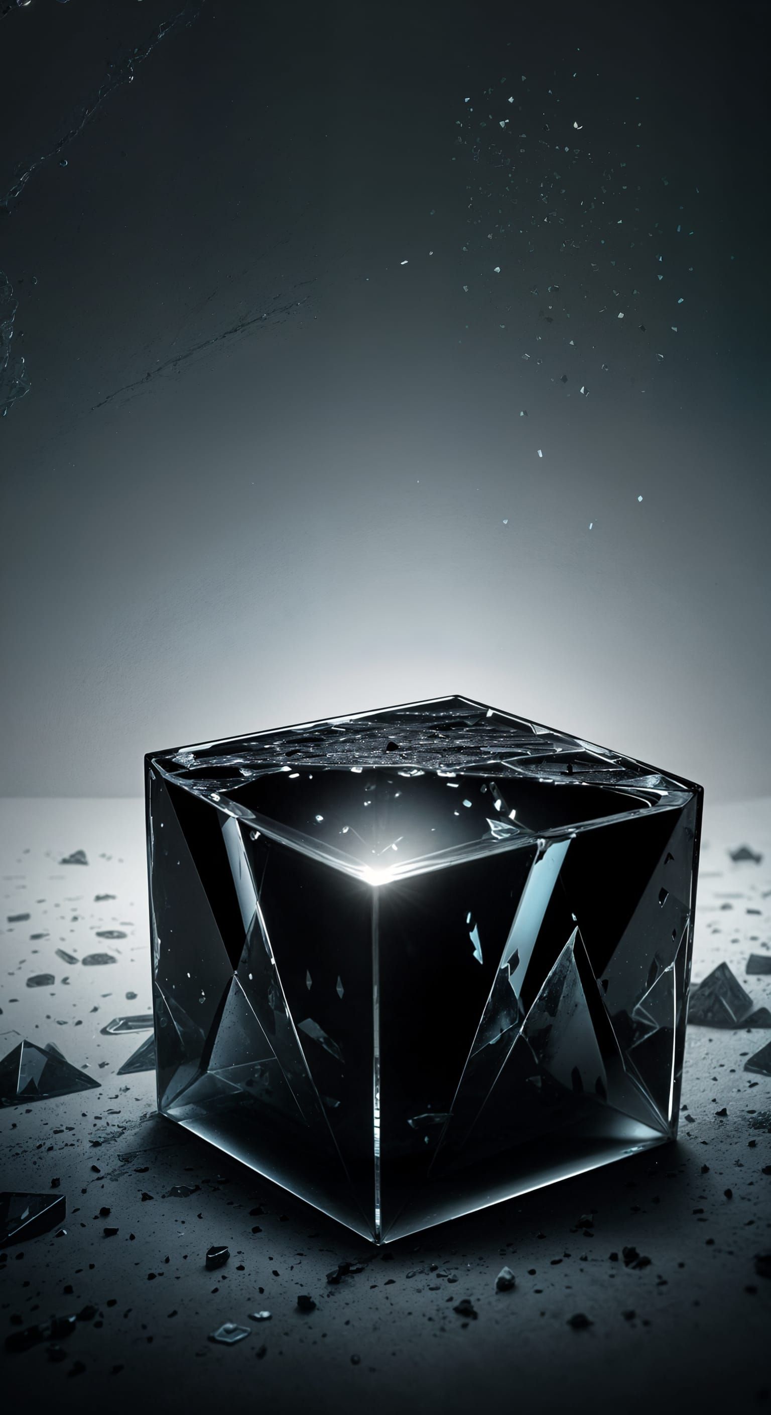 Epic Glass Cube Shatters in a Void of Darkness