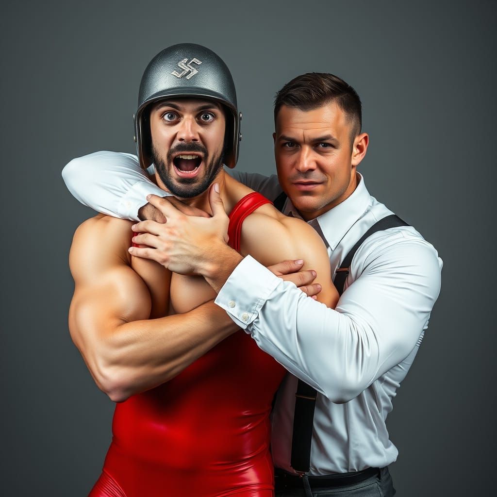 Chiseled Wrestlers in Intense Pose, Inspired by Classic Art