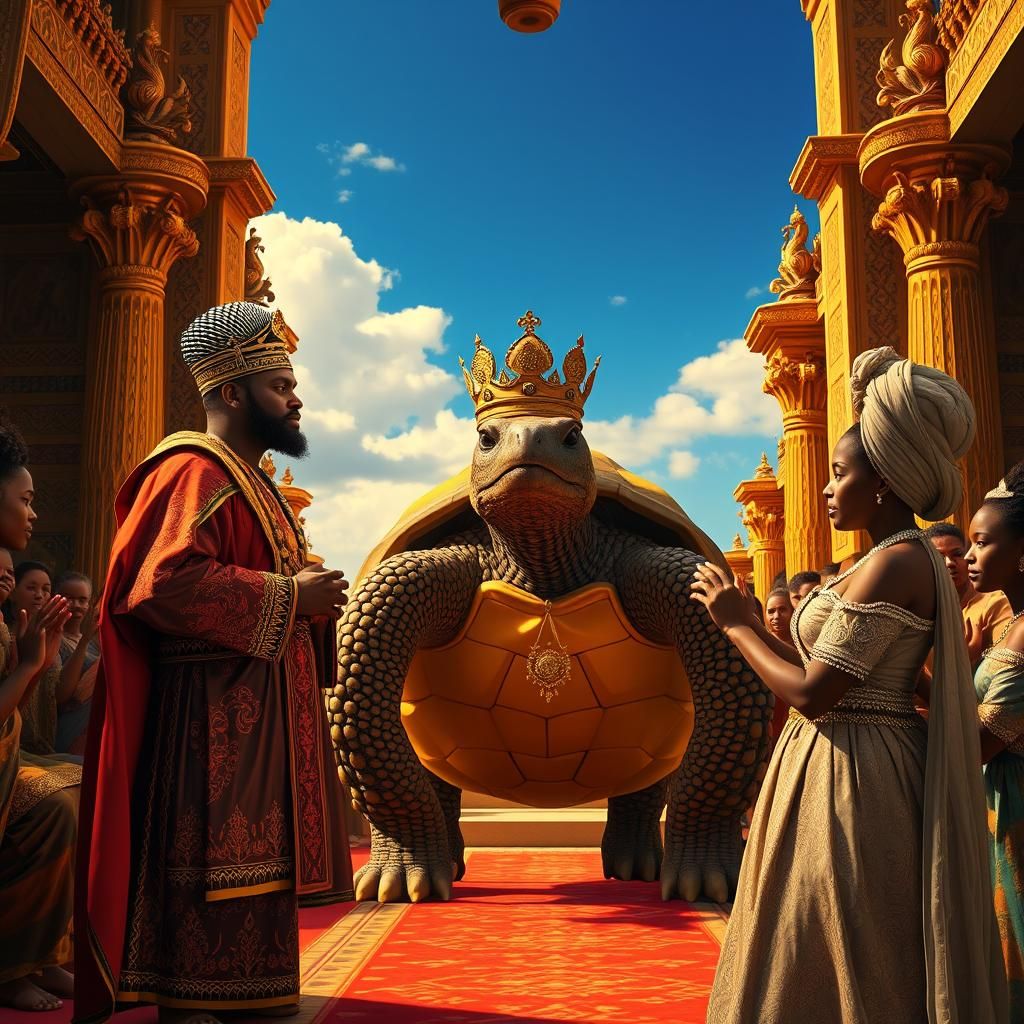 Nigerian King Crowns Tortoise as Princess Looks On