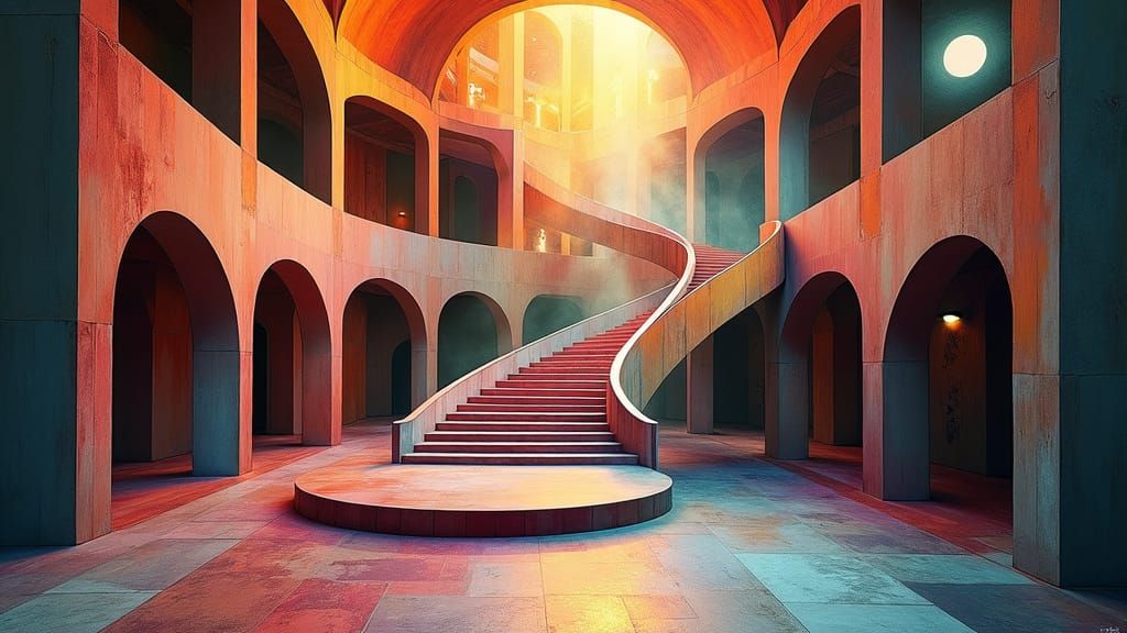 Dreamlike Conservatory in Vibrant Cubist Style