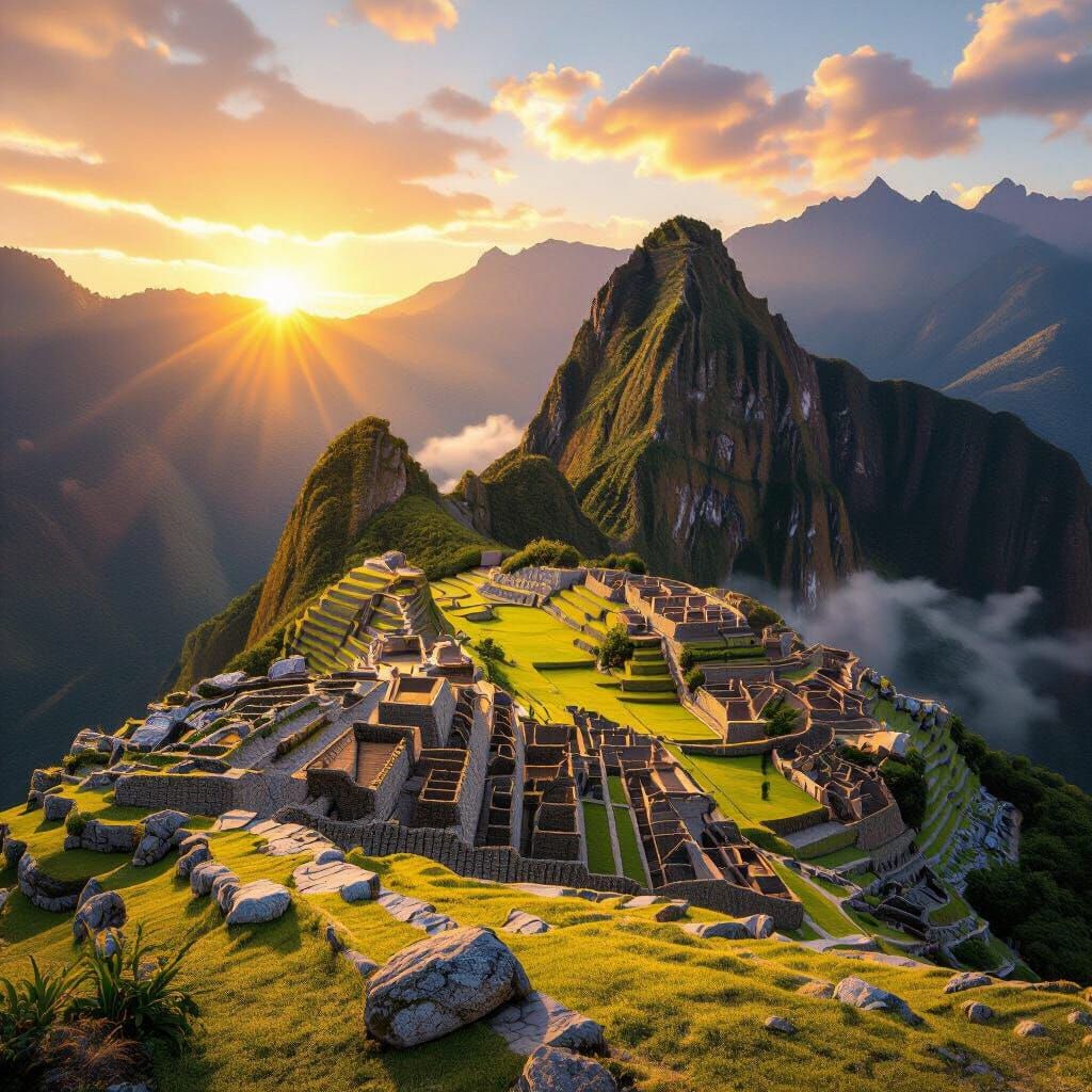 Sunrise Over Machu Picchu Incan Estate in 8k Photorealistic ...