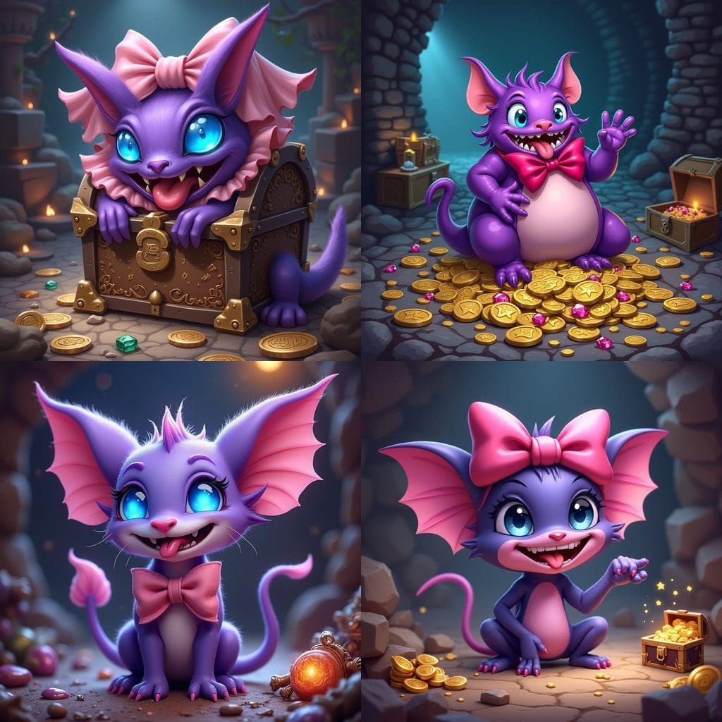 Charming Purple Mimic in a Treasure-Filled Dungeon