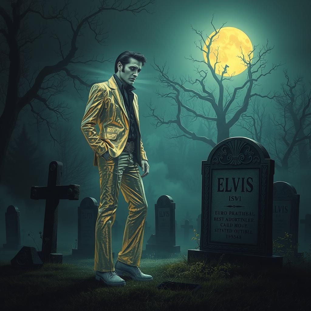 Ghost Elvis in Cemetery, Ethereal Mystical Realism