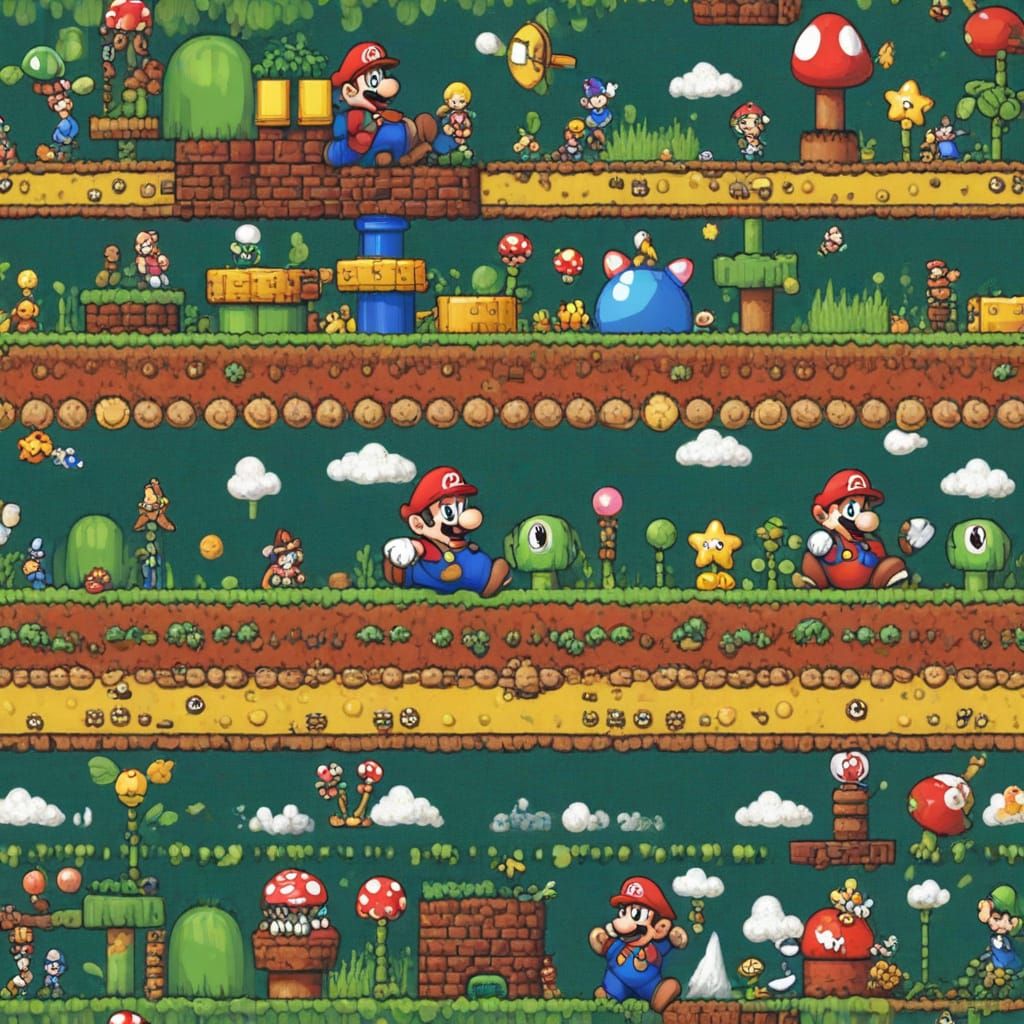 Polka Dot Super Mario World Scene