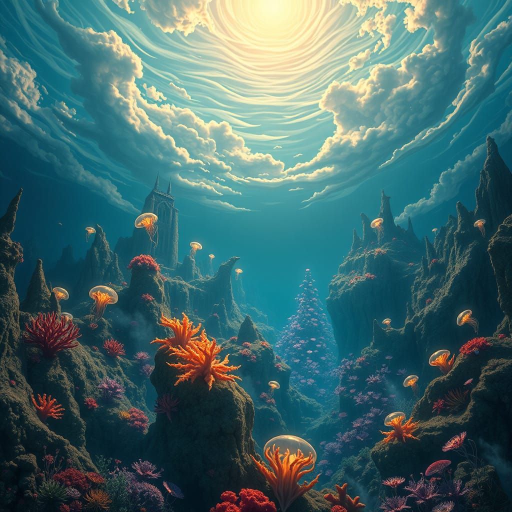 Surreal Oceanic Wonder in a Detailed Matte Painting Style