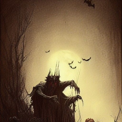 Horrific Halloween Scene in Doré Style