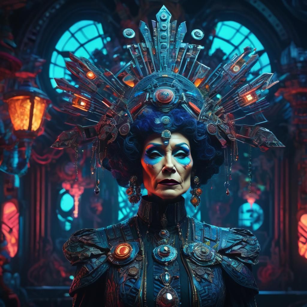 Sci-Fi Cross-Dresser in Psychedelic Art Nouveau Style