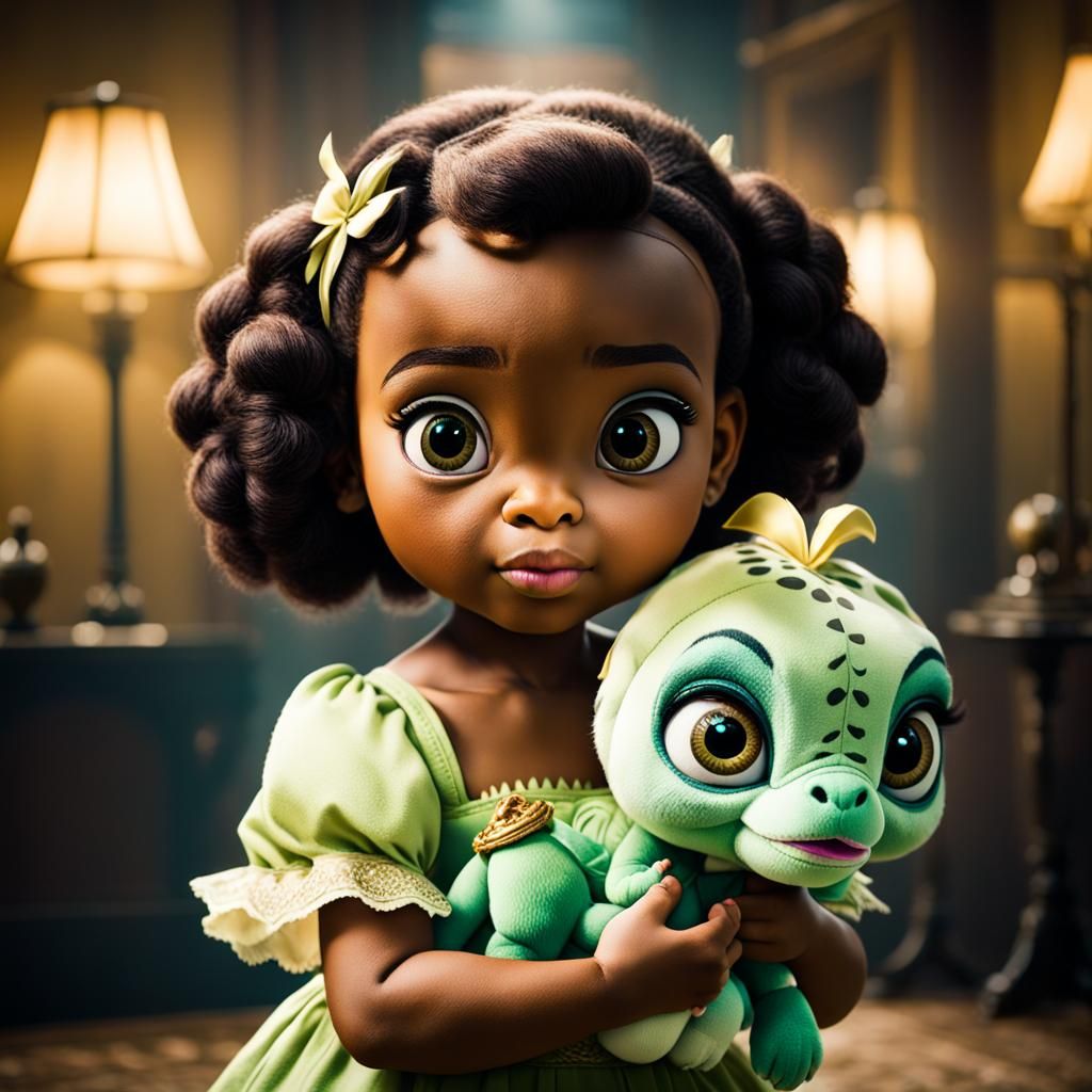 Cute Chibi Baby Tiana with Plush Toy