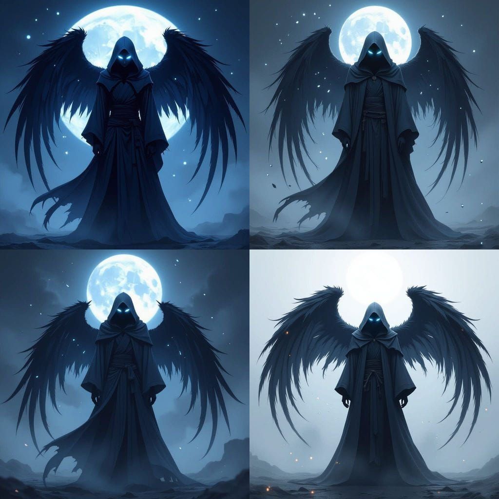 Anime Shinigami Character with Shadowy Wings