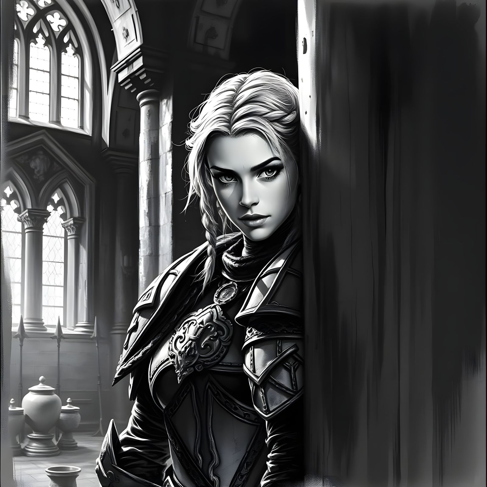 Norse Goddess in Shadowy Portrait