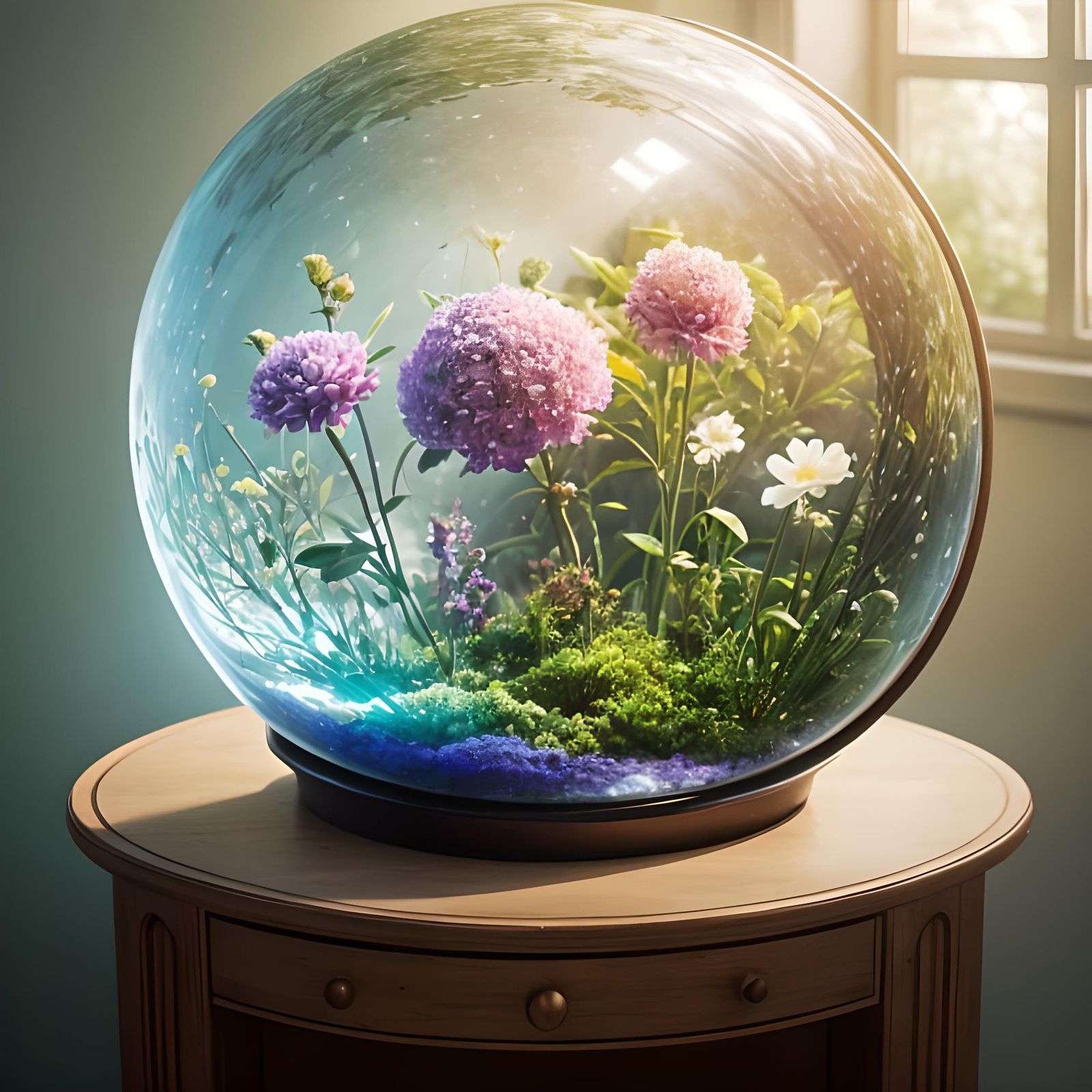 Floral Dreamscape Orb in Bedroom, Professional Photography
