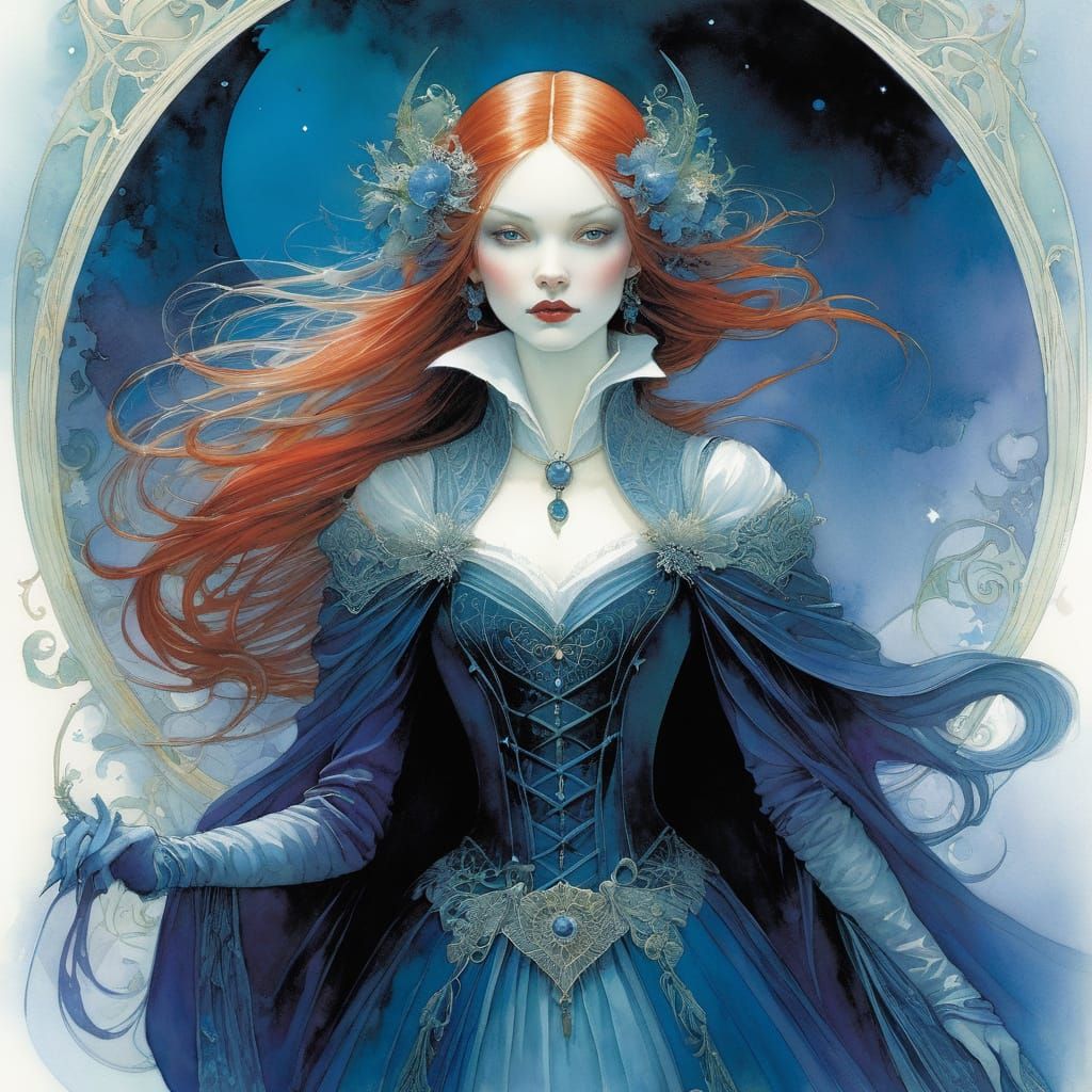 Vampire Princess in Whimsical Watercolour Style