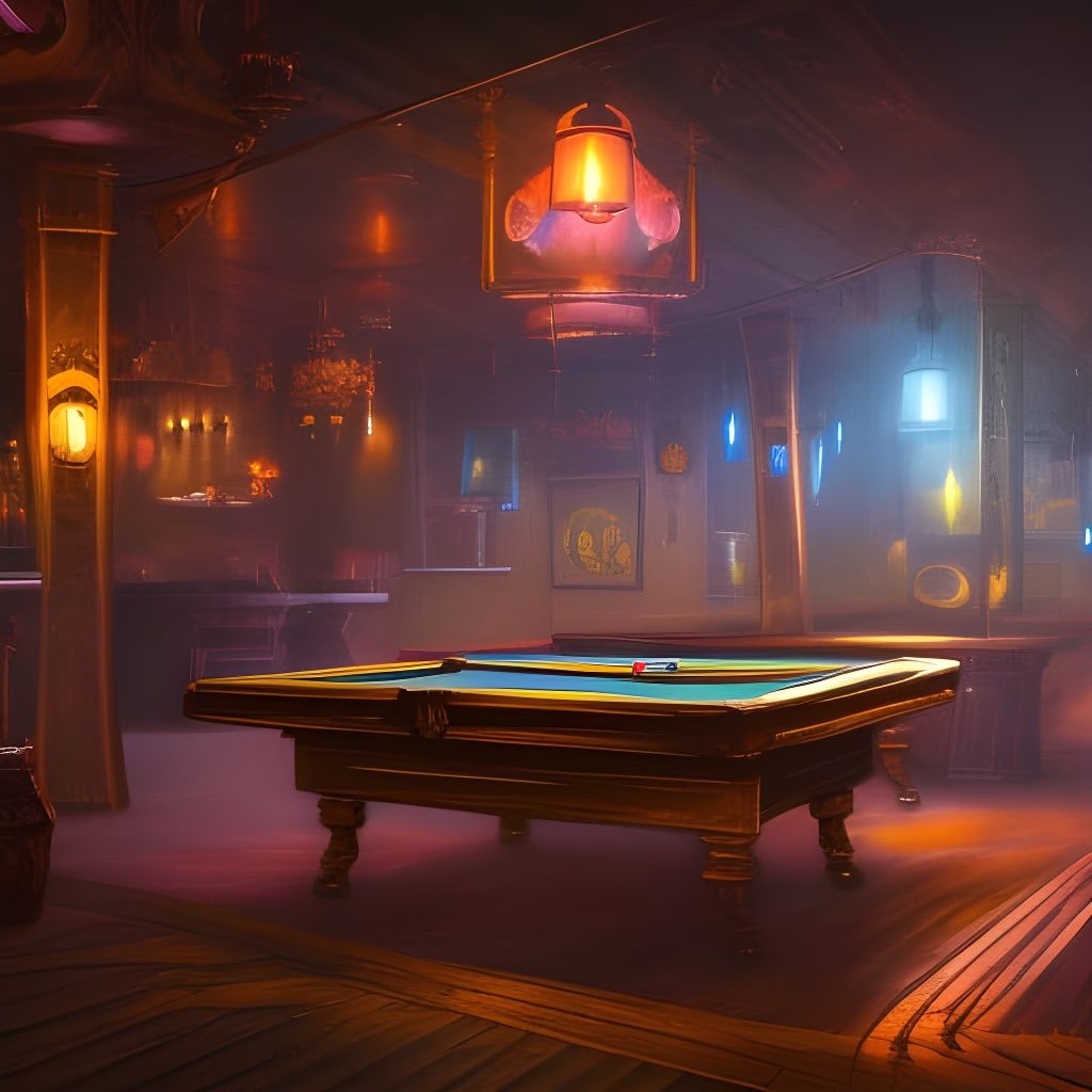 Night Billiard Pub: Detailed Matte Painting