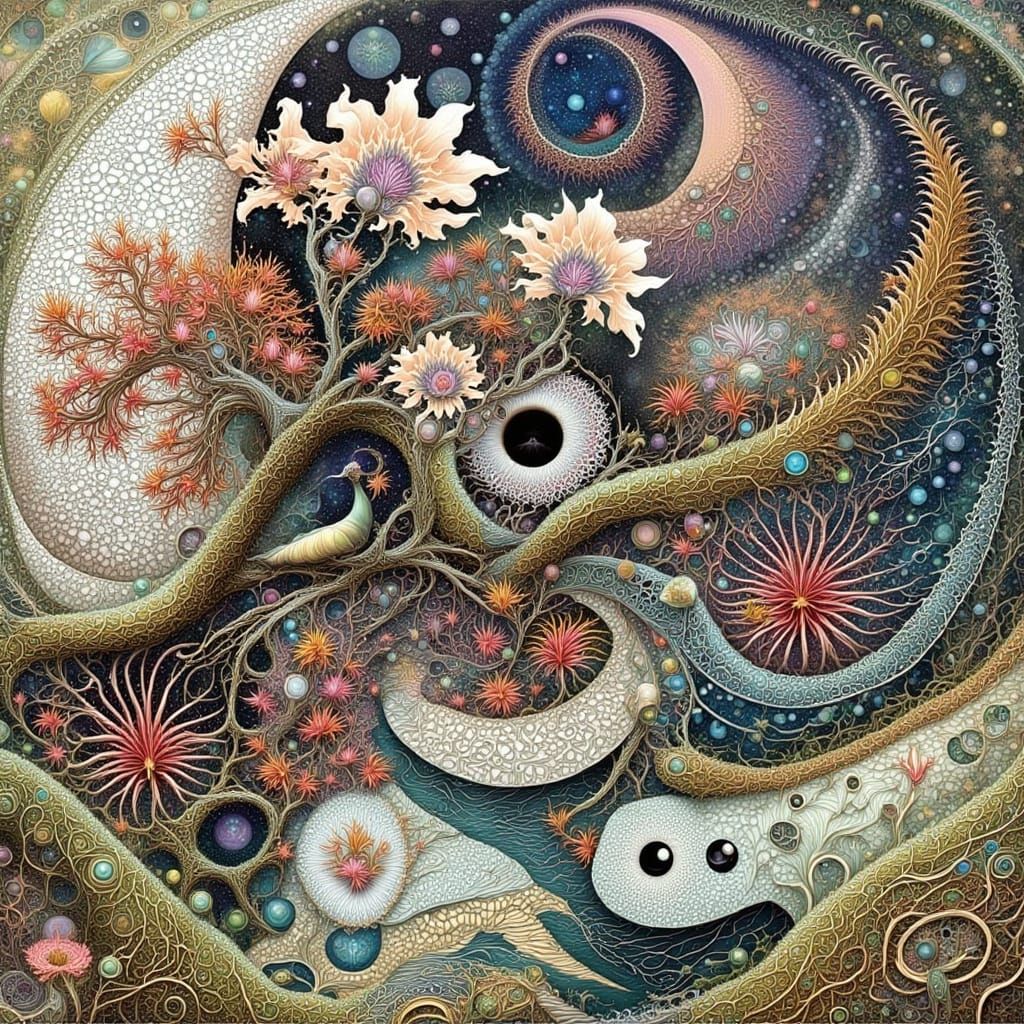 Intricate Floral Collage Impasto Masterpiece