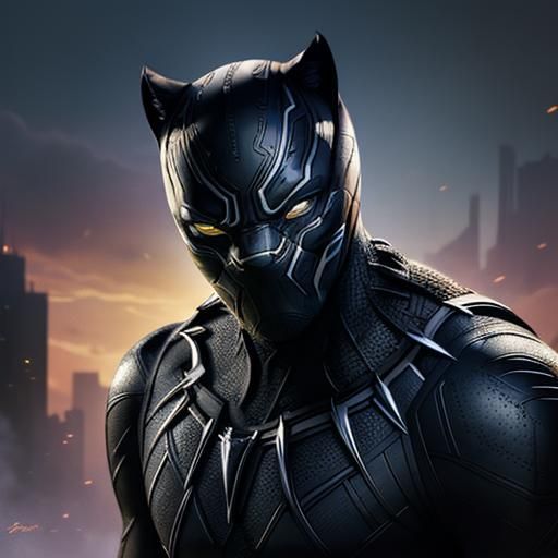 Hyperrealistic Black Panther Splash Art Portrait
