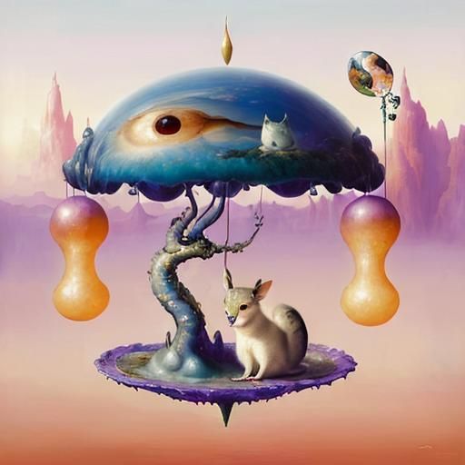 Surreal Utopia in Dali Oil Painting Style