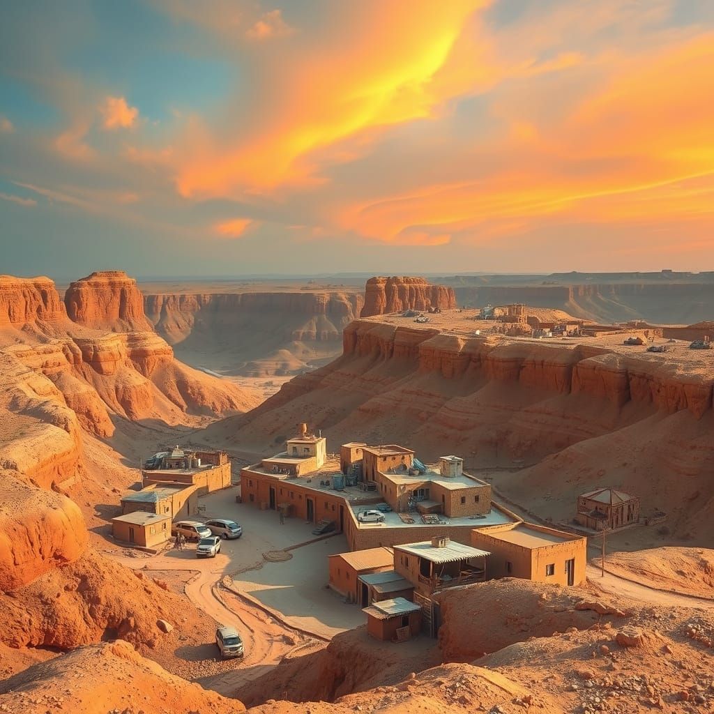 Vibrant Israeli Desert Landscape in Matte Painting Style