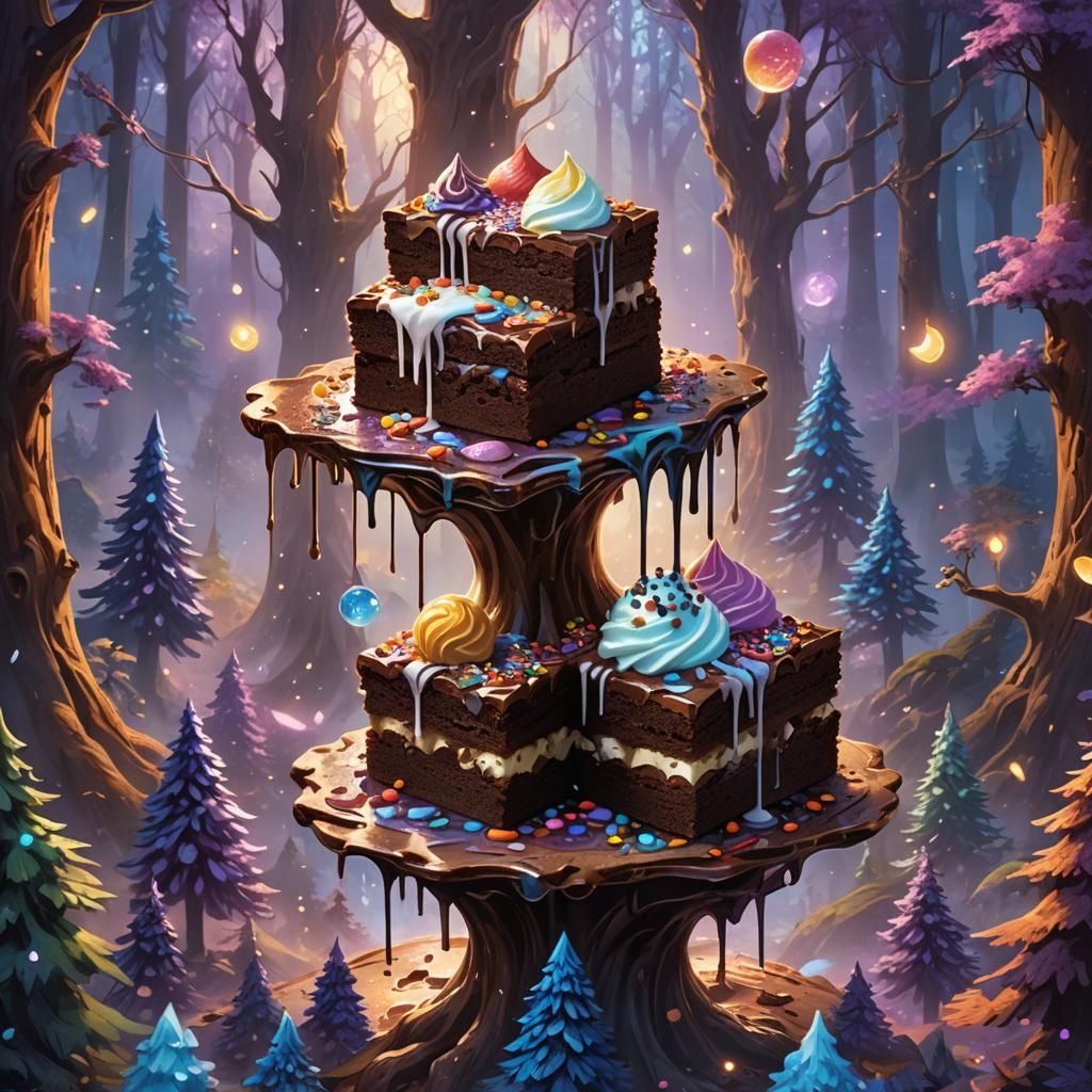 Mystical Brownie Dessert in Fantasy Forest