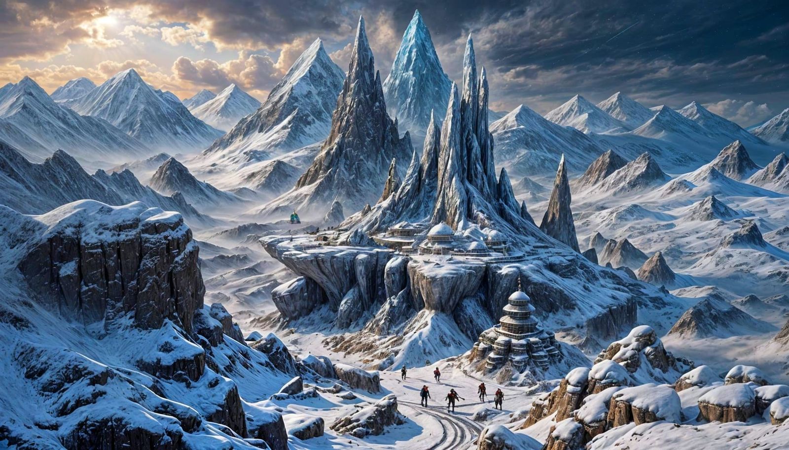 Extraterrestrial City in Snowy Mountains