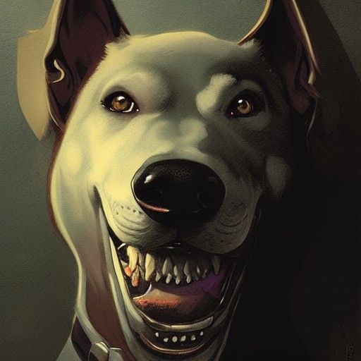 Sinister Smile Dog, Greg Rutkowski Style