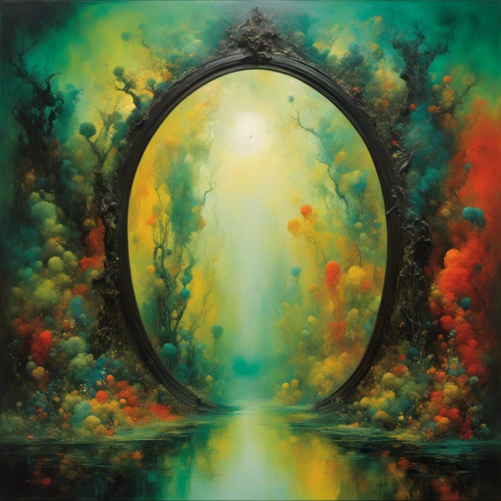 Eerie Haunted Mirror with Vivid Colors