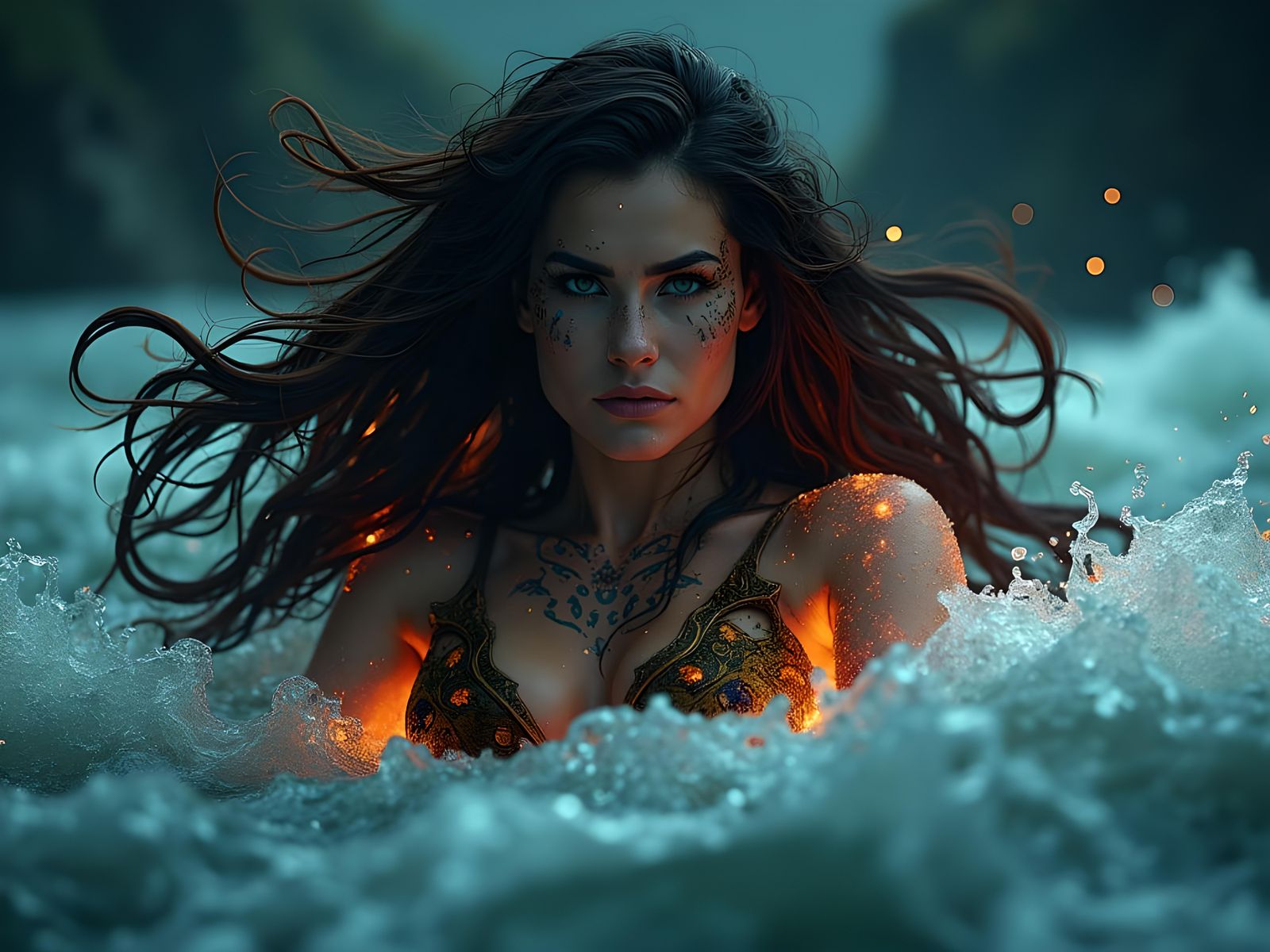 Apocalyptic Woman with Tattoos in Hyper-Realistic 3D Render