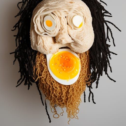 Ramen Noodle Head in Arcimboldo Style