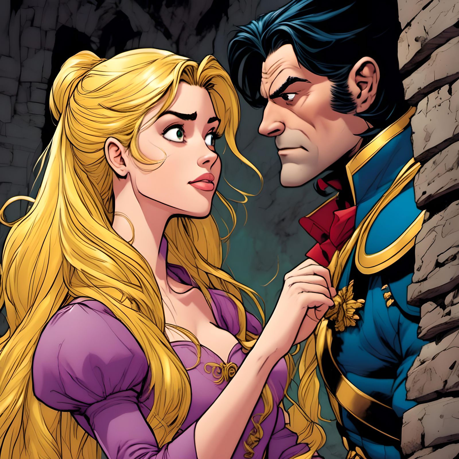 Rapunzel's Disgust: Prince's Failure in Comic Book Style
