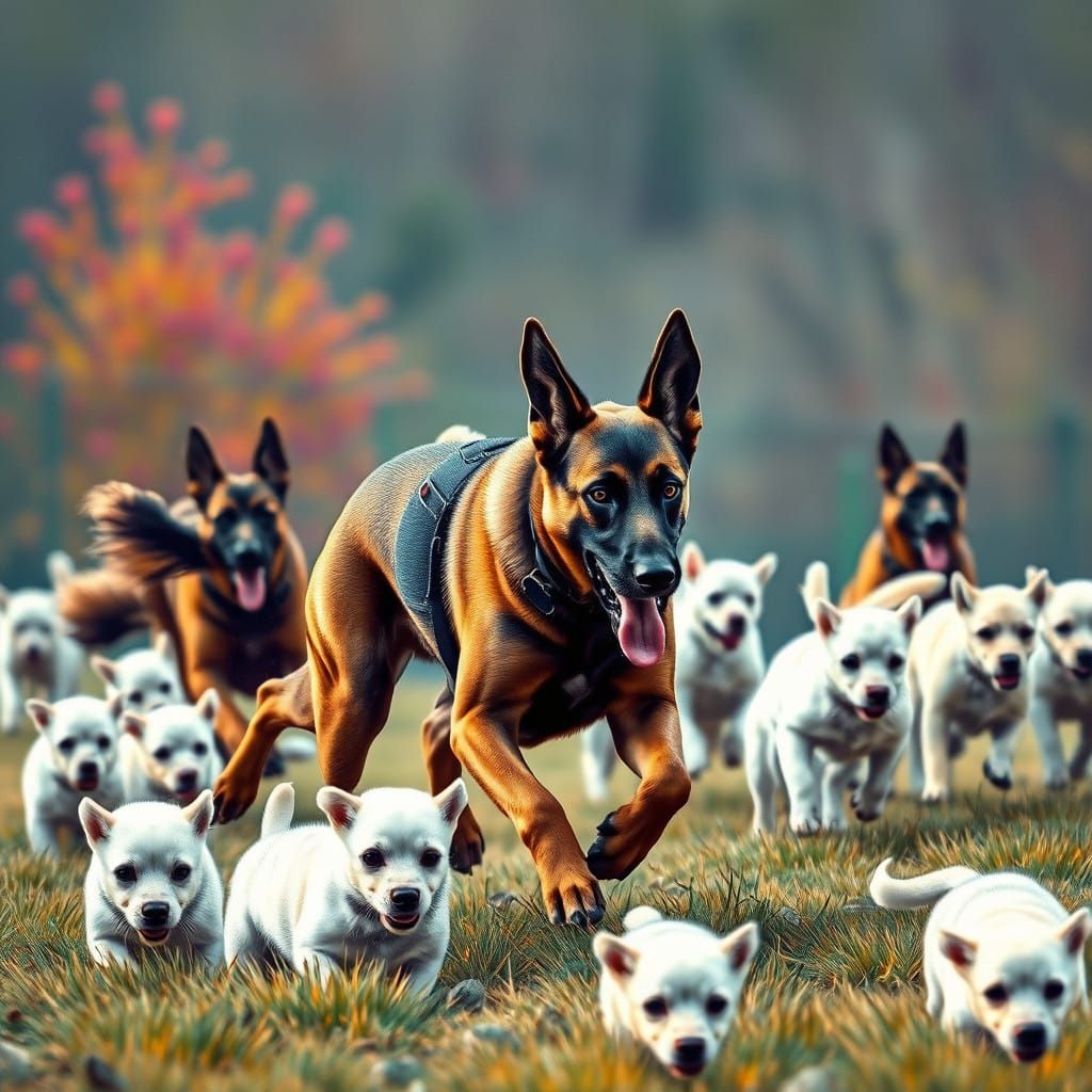 Belgian Malinois in Joyful Hyperrealistic Splendor