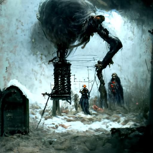 High Voltage Horror in Engraving Style