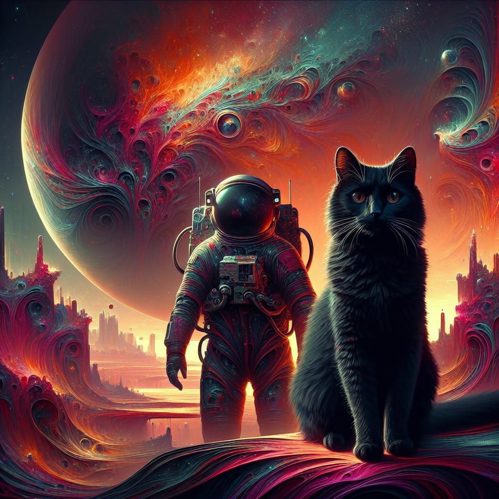 Black Cat in Space Suit: Fantasy Concept Art