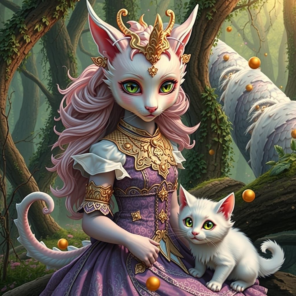 Dragon Kitty Fantasy in Surreal Style