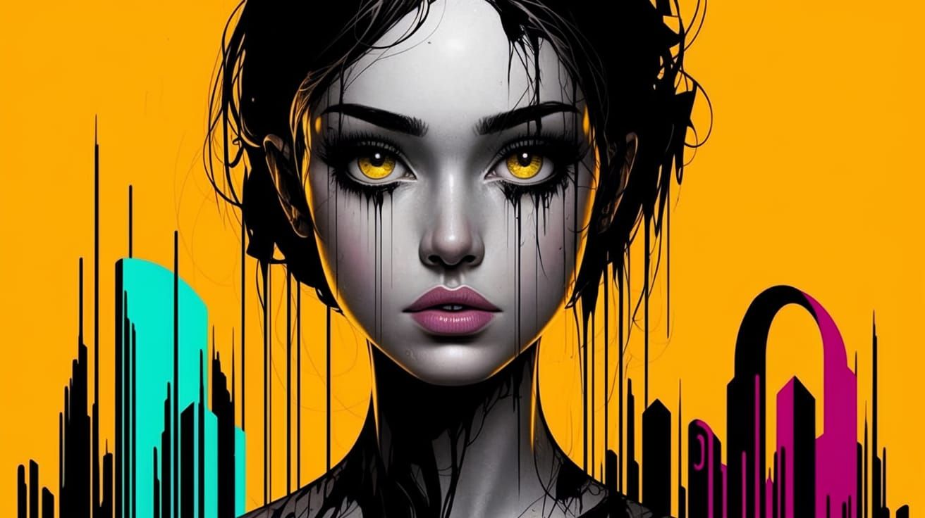 Surrealistic Cityscape Portrait in Vibrant Digital Art