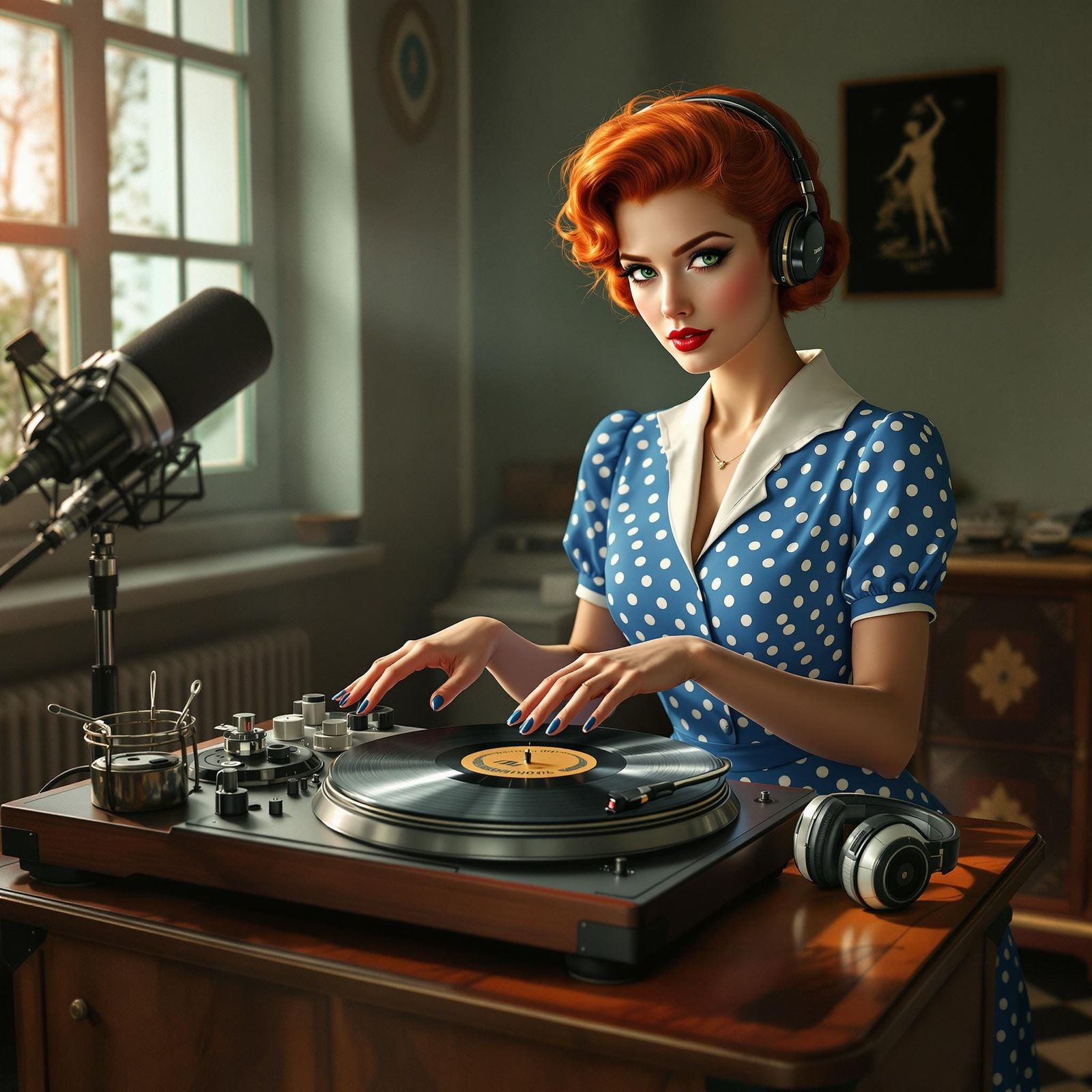 Vintage Glam DJ in 1950s Style