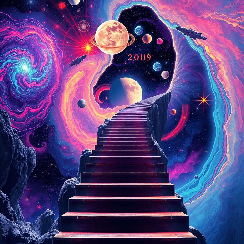 Cosmic Stairs Ascend Through Swirling Galaxy