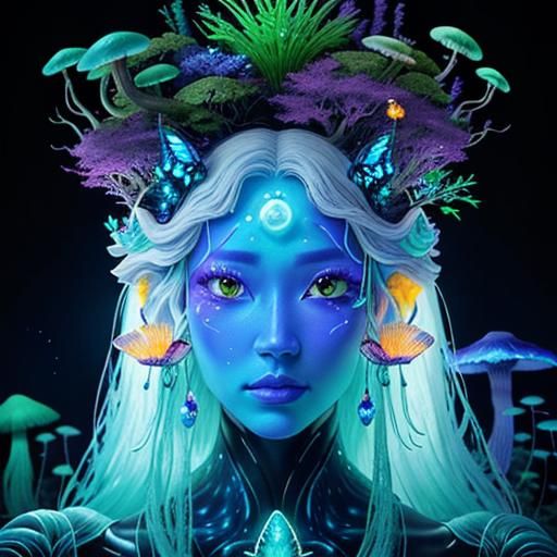 Biopunk Cyborg Fox Goddesses in Neon Laboratory